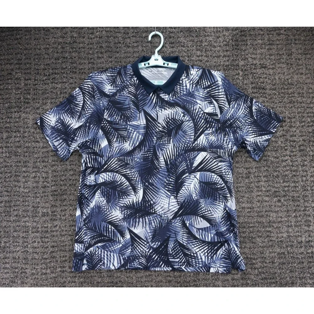 Under Armour Shirt Mens XL Blue All Over Floral Print The ISO Chill Polo Golf